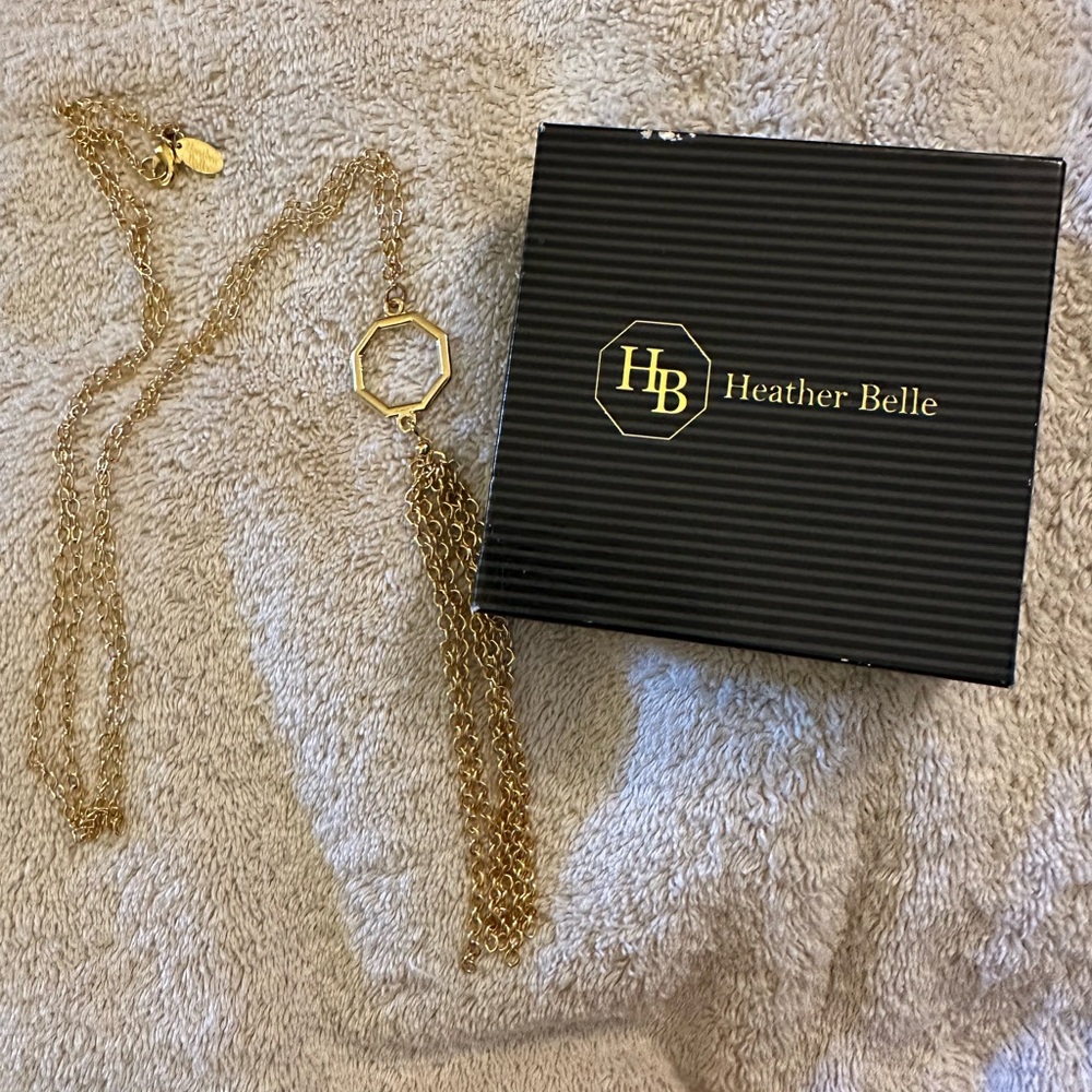 Heather Belle Gold-Plated Honeycomb Octagonal Signature Tassel Necklace